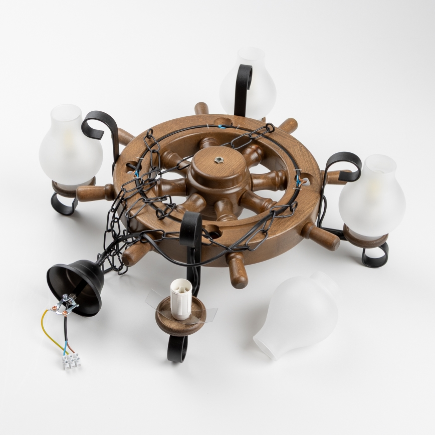 Brilagi - TIMONA chain-hung chandelier 4xE14/40W/230V Ø 50 cm beech/walnut