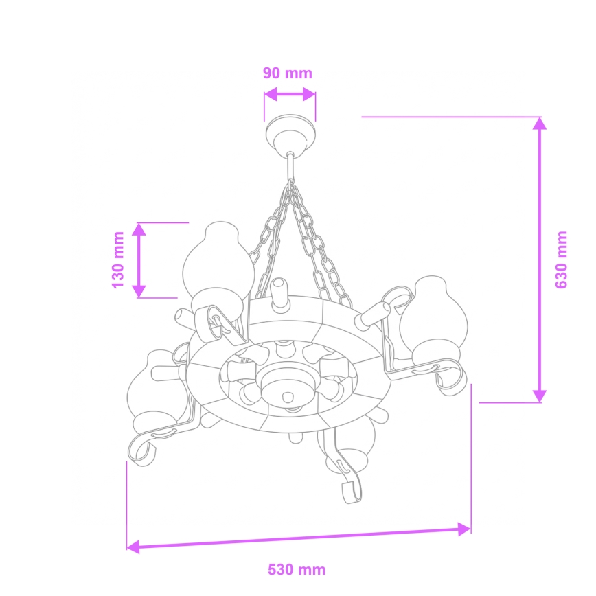 Brilagi - TIMONA chain-hung chandelier 4xE14/40W/230V Ø 50 cm beech/walnut