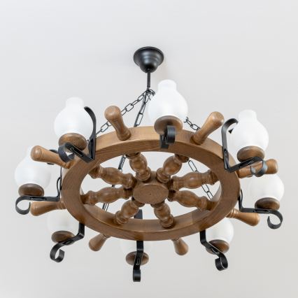 Brilagi - TIMONA Chain-Hung Chandelier 8xE14/40W/230V Ø 70 cm Beech/Walnut