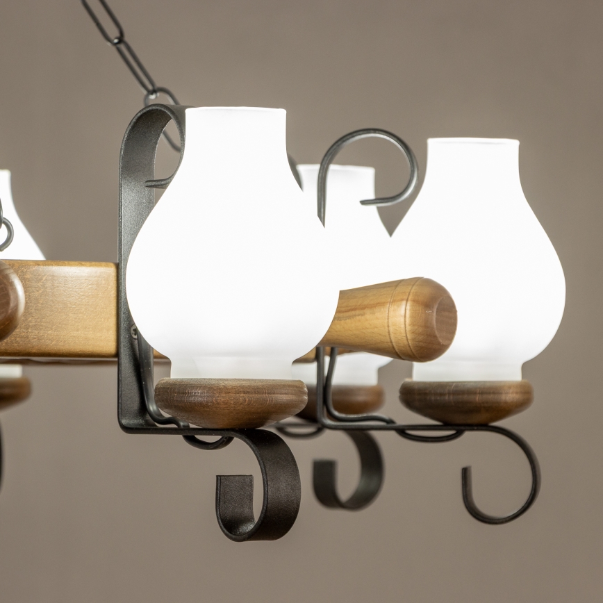 Brilagi - TIMONA Chain-Hung Chandelier 8xE14/40W/230V Ø 70 cm Beech/Walnut