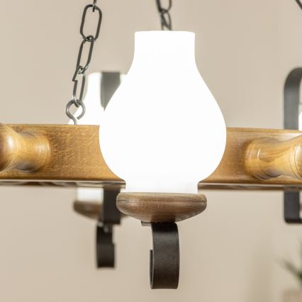 Brilagi - TIMONA Chain-Hung Chandelier 8xE14/40W/230V Ø 70 cm Beech/Walnut