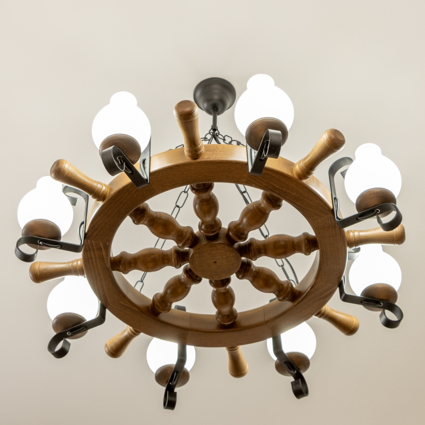 Brilagi - TIMONA Chain-Hung Chandelier 8xE14/40W/230V Ø 70 cm Beech/Walnut