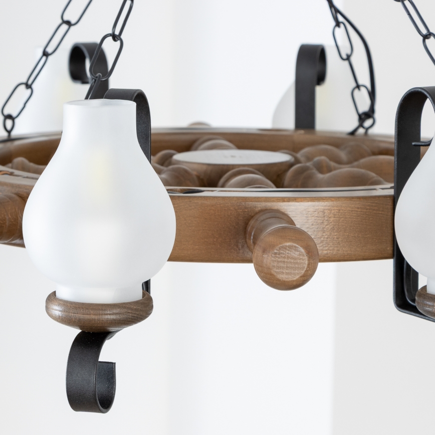 Brilagi - TIMONA Chain-Hung Chandelier 8xE14/40W/230V Ø 70 cm Beech/Walnut