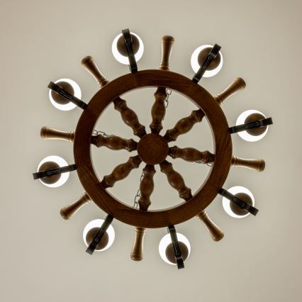 Brilagi - TIMONA Chain-Hung Chandelier 8xE14/40W/230V Ø 70 cm Beech/Walnut