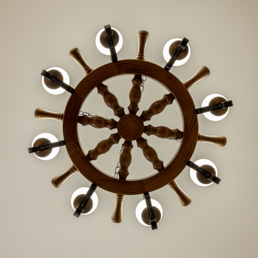 Brilagi - TIMONA Chain-Hung Chandelier 8xE14/40W/230V Ø 70 cm Beech/Walnut