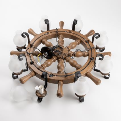 Brilagi - TIMONA Chain-Hung Chandelier 8xE14/40W/230V Ø 70 cm Beech/Walnut