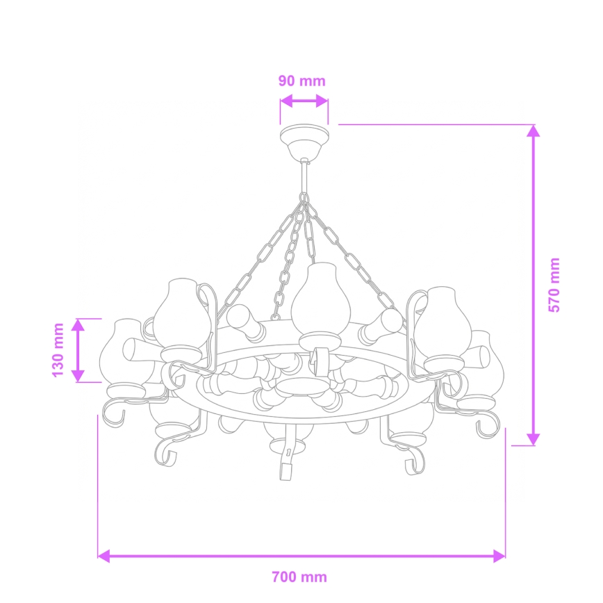 Brilagi - TIMONA Chain-Hung Chandelier 8xE14/40W/230V Ø 70 cm Beech/Walnut