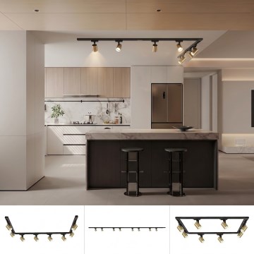 BRILAGI - Track spotlight for the HUSKY track system 8xGU10/10W/230 cm black/gold