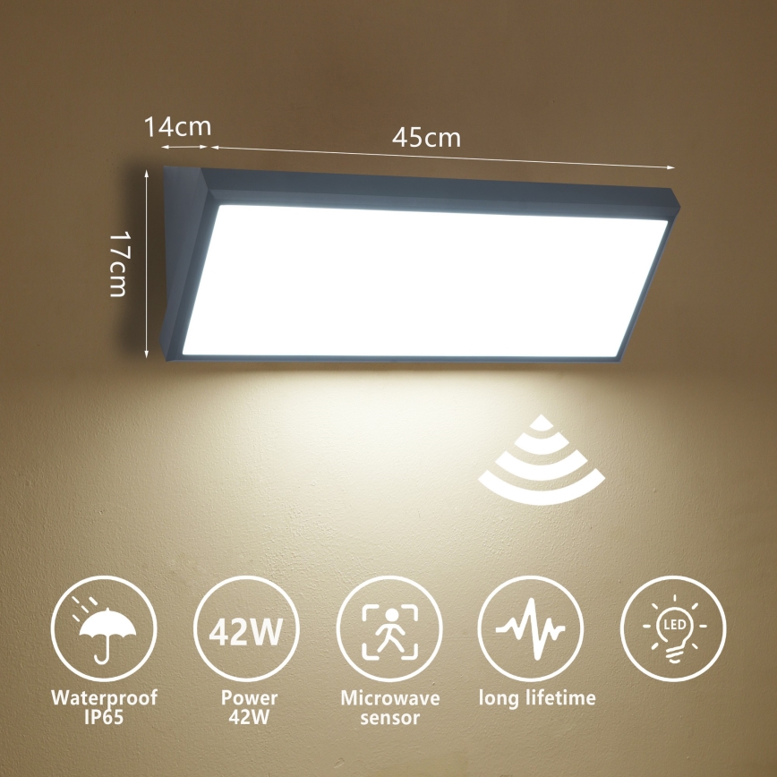 Brilagi - LED Outdoor Wall Light with Sensor TRIANGLE LED/42W/230V Anthracite IP65