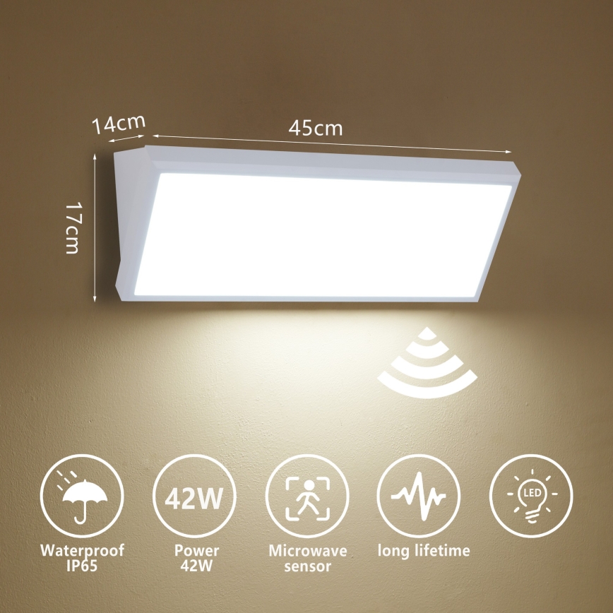 Brilagi - TRIANGLE LED Outdoor Wall Light with Sensor, LED/42W/230V, White, IP65