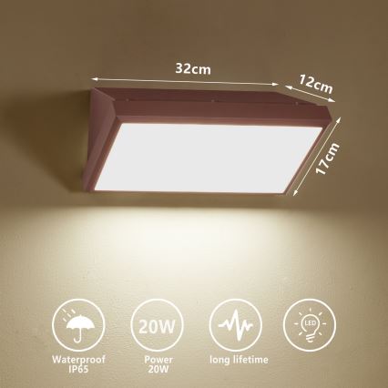 Brilagi - TRIANGLE LED Outdoor Wall Light LED/20W/230V 3000/4000/6500K Brown IP65
