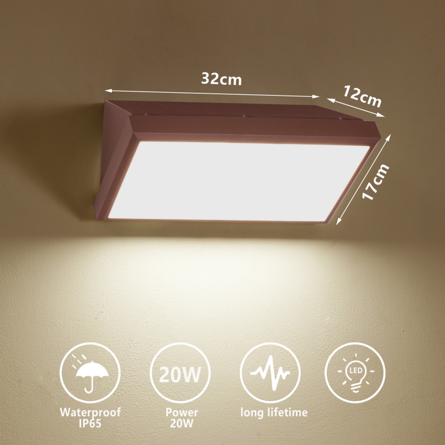 Brilagi - TRIANGLE LED Outdoor Wall Light LED/20W/230V 3000/4000/6500K Brown IP65