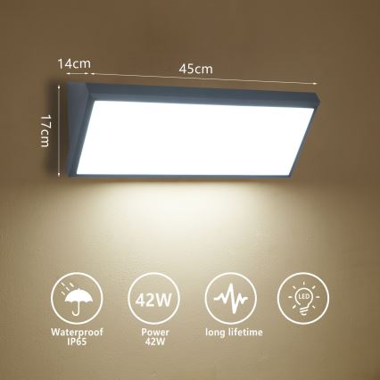 Brilagi - TRIANGLE LED Outdoor Wall Light 42W/230V 3000/4000/6500K 45 cm Anthracite IP65