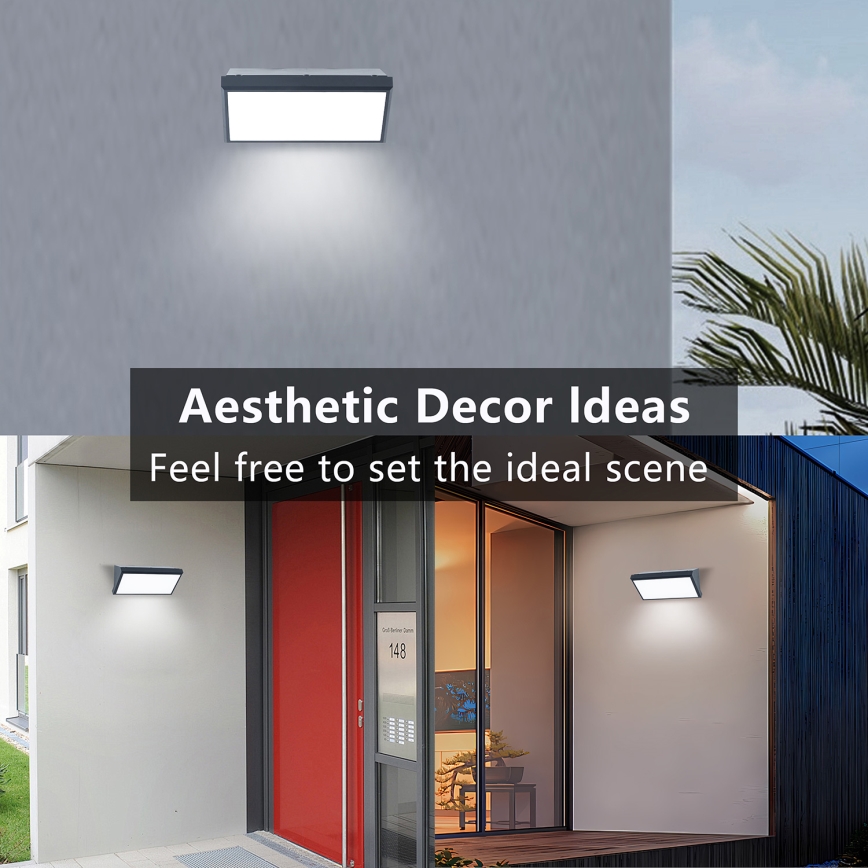 Brilagi - TRIANGLE LED Outdoor Wall Light with Sensor, 20W/230V, Anthracite, IP65