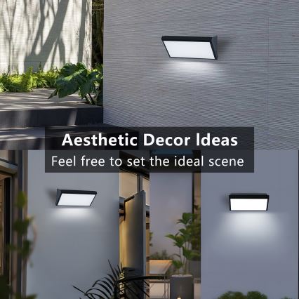 Brilagi - TRIANGLE LED Outdoor Wall Light with Sensor, 20W/230V, Black, IP65