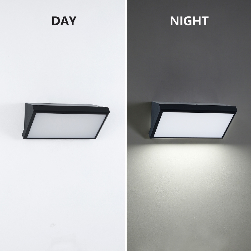 Brilagi - TRIANGLE LED Outdoor Wall Light with Sensor, 20W/230V, Black, IP65