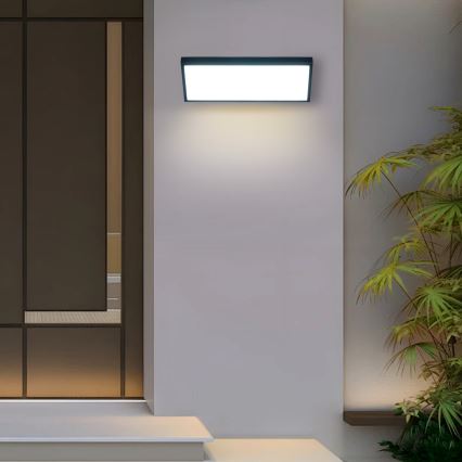 Brilagi - TRIANGLE LED/42W/230V Outdoor Wall Light with Built-in Sensor, Black, IP65
