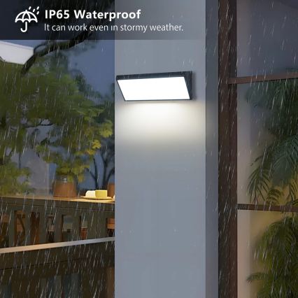 Brilagi - TRIANGLE LED/42W/230V Outdoor Wall Light with Built-in Sensor, Black, IP65