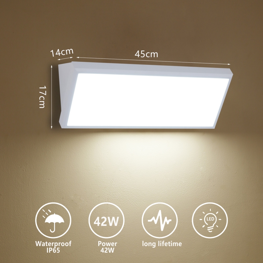 Brilagi - TRIANGLE LED Outdoor Wall Light/42W/230V 3000/4000/6500K 45 cm White IP65
