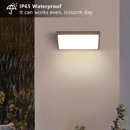 Brilagi - LED RGBW Dimmable Outdoor Wall Light TRIANGLE 1xE27/15W/230V 2700-6500K IP65 Brown