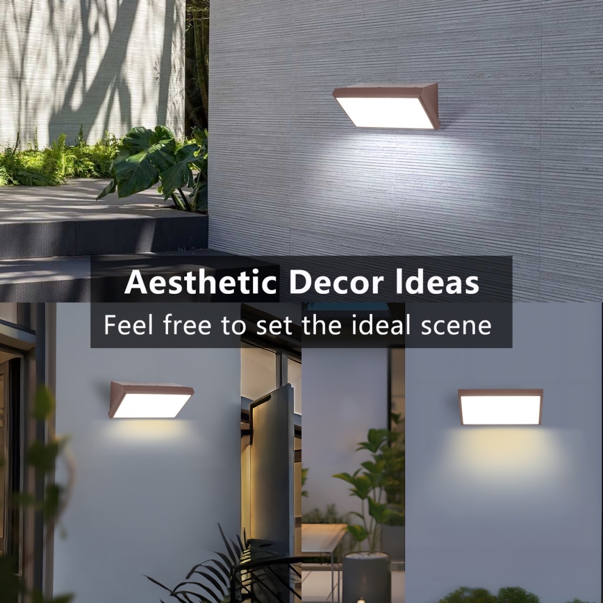 Brilagi - LED RGBW Dimmable Outdoor Wall Light TRIANGLE 1xE27/9W/230V 2700-6500K IP65 Brown
