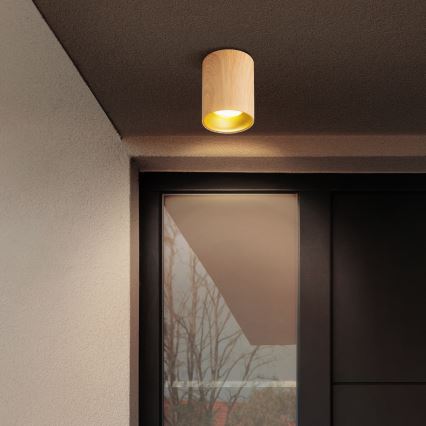 Brilagi - LED RGBW Dimmable Spotlight TRINE 1xGU10/4,8W/230V 3000K Oak Finish + Remote Control