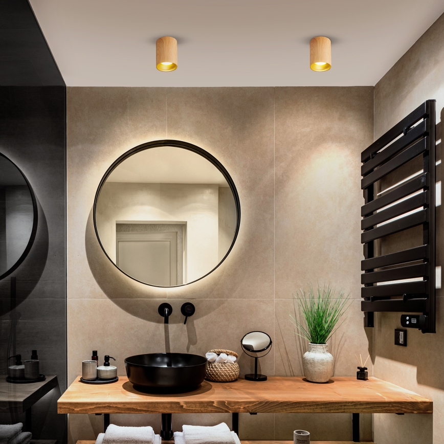 Brilagi - LED RGBW Dimmable Spotlight TRINE 1xGU10/6W/230V 3000K Oak Finish + Remote Control