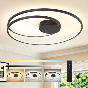 Brilagi - TWISTER Dimmable LED Ceiling Light 105W/230V 3000–6000K Ø100 cm Black with Remote Control