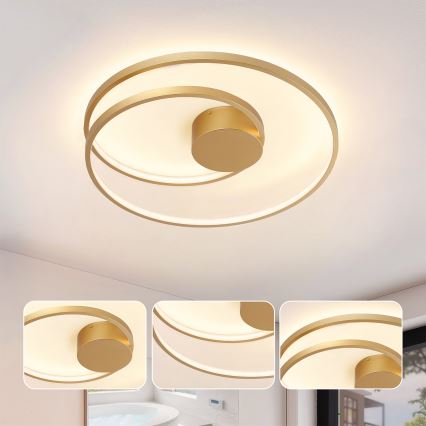 Brilagi - TWISTER Dimmable LED Ceiling Light 48W/230V 3000-6000K Ø 50 cm, Gold + Remote Control