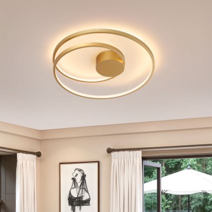 Brilagi - TWISTER Dimmable LED Ceiling Light 48W/230V 3000-6000K Ø 50 cm, Gold + Remote Control