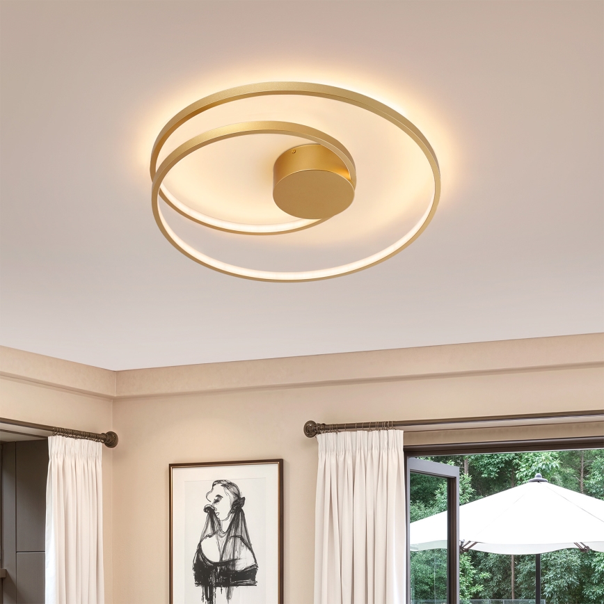 Brilagi - TWISTER Dimmable LED Ceiling Light 48W/230V 3000-6000K Ø 50 cm, Gold + Remote Control