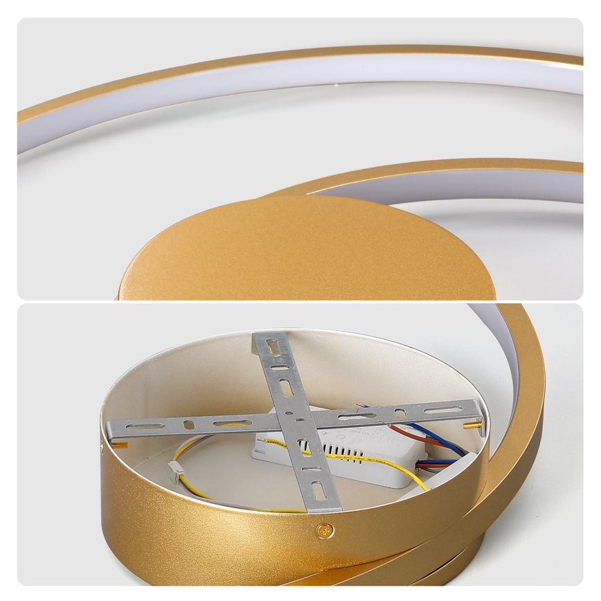 Brilagi - TWISTER Dimmable LED Ceiling Light 48W/230V 3000-6000K Ø 50 cm, Gold + Remote Control