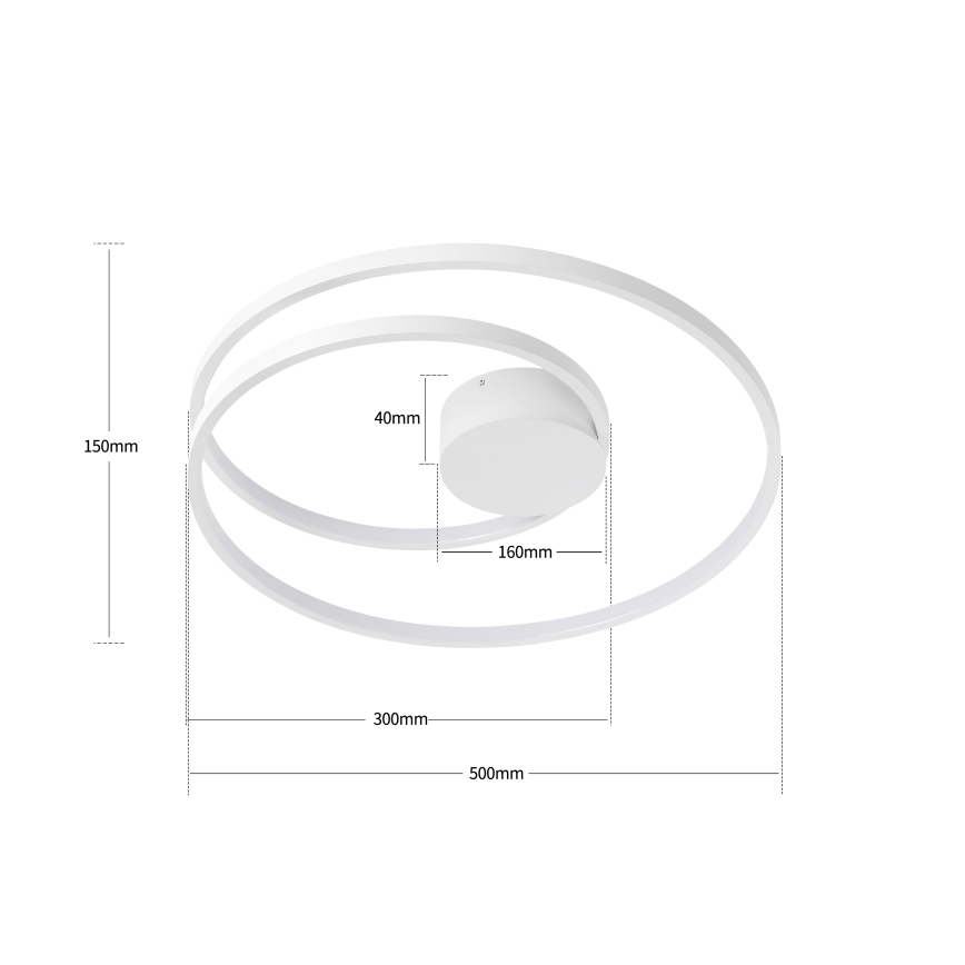 Brilagi - TWISTER LED Dimmable Ceiling Light LED/48W/230V 3000–6000K, diameter 50 cm, white + remote control