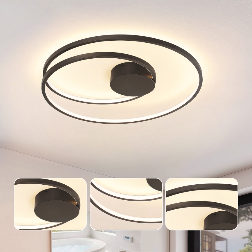 Brilagi - TWISTER LED Dimmable Ceiling Light LED/75W/230V 3000-6000K Ø 70 cm Black + Remote Control