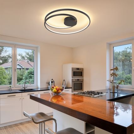 Brilagi - TWISTER LED Dimmable Ceiling Light LED/75W/230V 3000-6000K Ø 70 cm Black + Remote Control