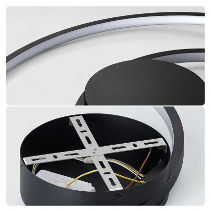 Brilagi - TWISTER LED Dimmable Ceiling Light LED/75W/230V 3000-6000K Ø 70 cm Black + Remote Control