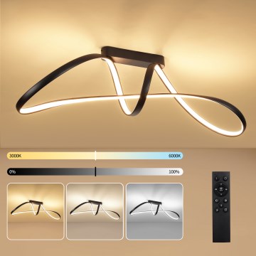 Brilagi - TWISTER LED/60W/230V Dimmable Surface-Mounted Ceiling Light 3000-6000K Black + Remote Control