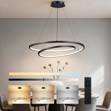 Brilagi - TWISTER LED Dimmable Cable Pendant LED/105W/230V 3000–6000K Ø 100 cm Black + Remote Control