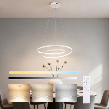 Brilagi - TWISTER LED Dimmable Cable Pendant Light LED/48W/230V 3000-6000K Ø 50 cm White + Remote Control