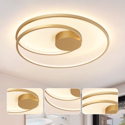 Brilagi - LED Dimmable Ceiling Light TWISTER LED/75W/230V 3000-6000K Ø 70 cm Gold + Remote Control