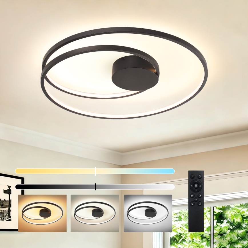 Brilagi - TWISTER LED Dimmable Ceiling Light LED/75W/230V 3000-6000K Ø 70 cm Black + Remote Control