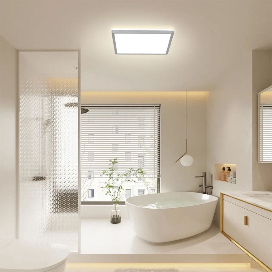 Brilagi - ULTRA SLIM LED Bathroom Ceiling Light 24W/230V 42x42 cm Silver IP54