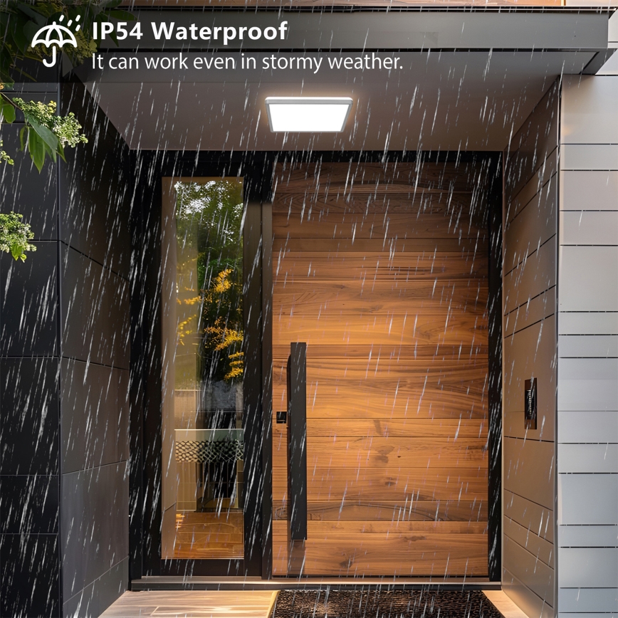 Brilagi - ULTRA SLIM LED Bathroom Ceiling Light 24W/230V 42x42 cm Silver IP54