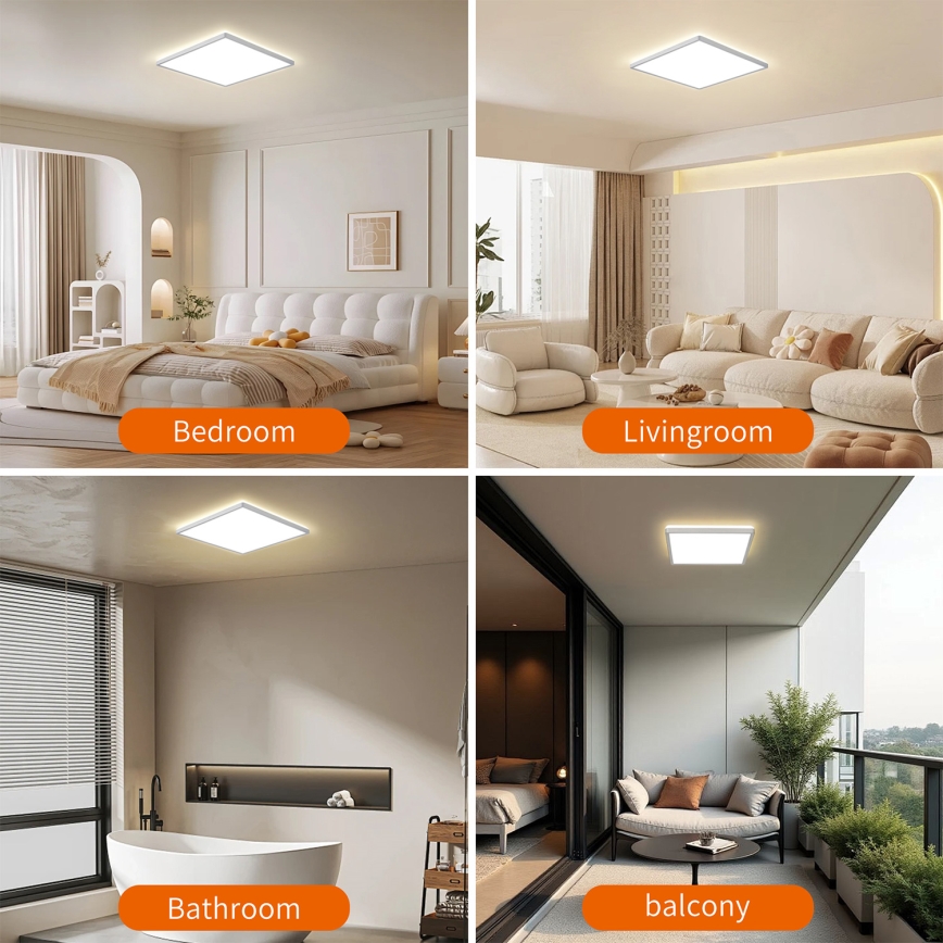 Brilagi - ULTRA SLIM LED Bathroom Ceiling Light 24W/230V 42x42 cm Silver IP54