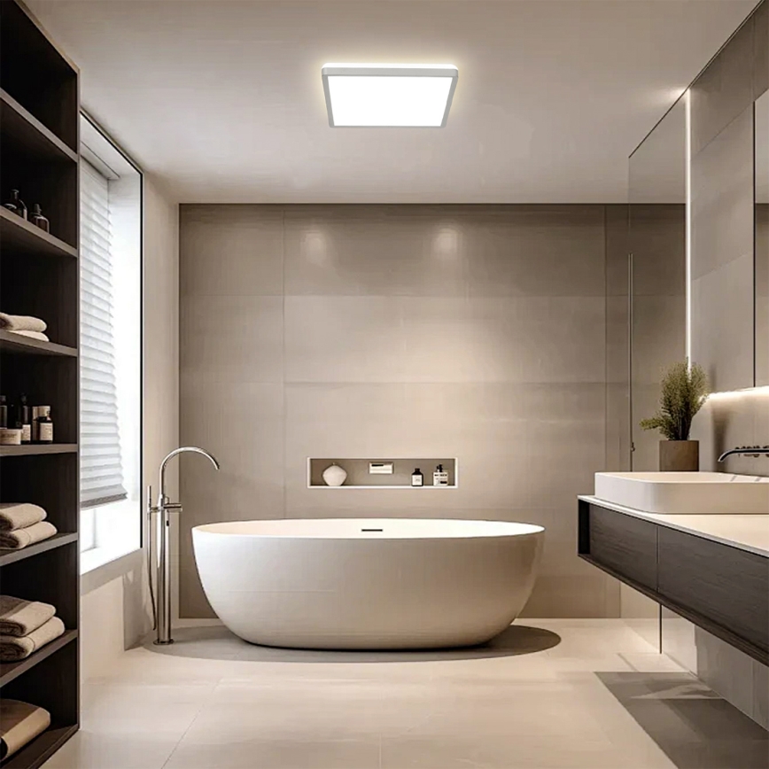 Brilagi - ULTRA SLIM LED Bathroom Ceiling Light 24W/230V 42x42 cm Silver IP54