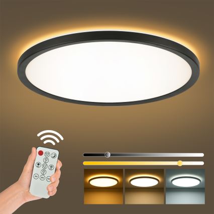 Brilagi - ULTRA SLIM Dimmable LED Ceiling Light LED/24W/230V 2700-6500K Ø 42 cm Black + Remote Control