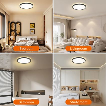 Brilagi - ULTRA SLIM Dimmable LED Ceiling Light LED/24W/230V 2700-6500K Ø 42 cm Black + Remote Control