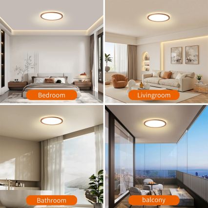 Brilagi - LED Bathroom Ceiling Light ULTRA SLIM LED/12W/230V Ø 22.5 cm Rose Gold IP54