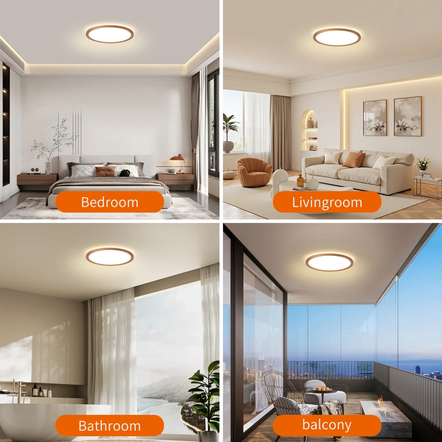 Brilagi - LED Bathroom Ceiling Light ULTRA SLIM LED/12W/230V Ø 22.5 cm Rose Gold IP54