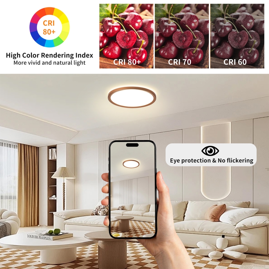 Brilagi - LED Bathroom Ceiling Light ULTRA SLIM LED/12W/230V Ø 22.5 cm Rose Gold IP54